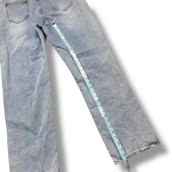 Painted Distressed Light Wash Denim Jeans Unique Art Graphic Ripped High Waist - Picture 7 of 7